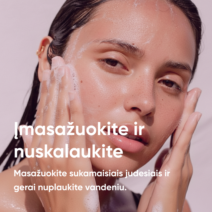 Skinifull Hyaluronic Moisturizing produktų rinkinys – veido kremas, serumas ir prausiklis, tinkantys visų tipų odai.