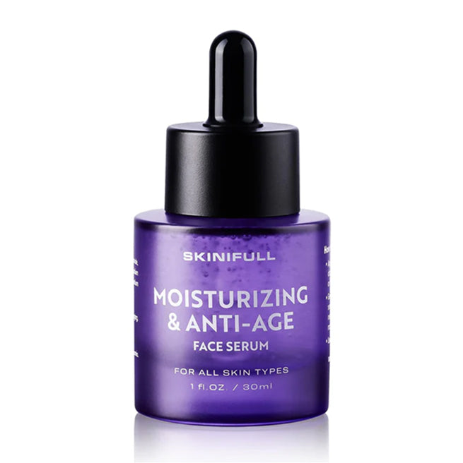 Skinifull Moisturizing & Anti-Age Face Serum – drėkinamasis ir nuo raukšlių veido serumas visų tipų odai, 30 ml.