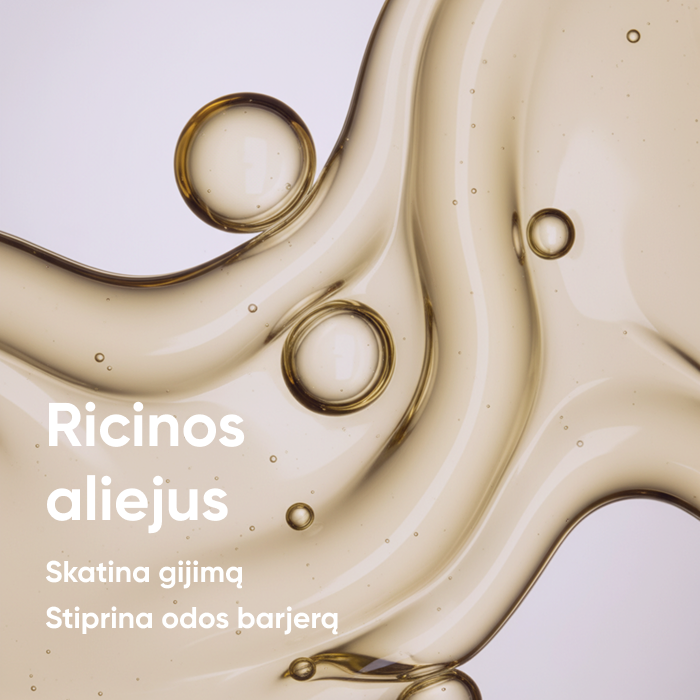 Ricinos aliejus – skatina odos gijimą ir stiprina jos apsauginį barjerą.