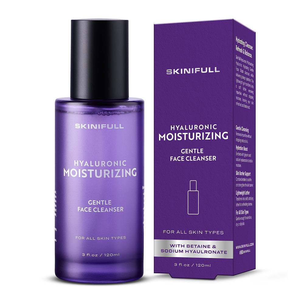 SKINIFULL Hyaluronic Moisturizing Gentle Face Cleanser bottle and packaging on a white background