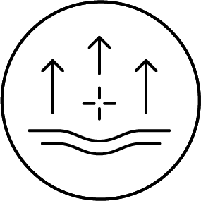 Ikona su kylančiais rodyklėmis iš odos sluoksnio