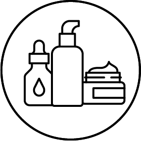 Ikona su kosmetikos buteliukais