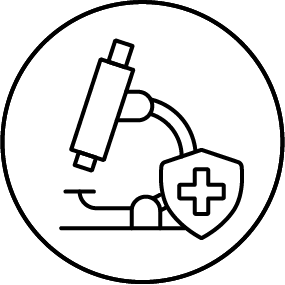 Ikona su mikroskopu ir kryželiu