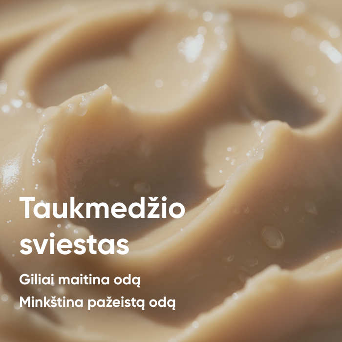 aukmedžio sviesto tekstūra – giliai maitina odą ir minkština pažeistą odą.